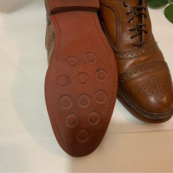 Allen Edmonds Strandmok Cap Toe Brown Oxfords Red Dainite Soles Men\'s Size 8.5 E
